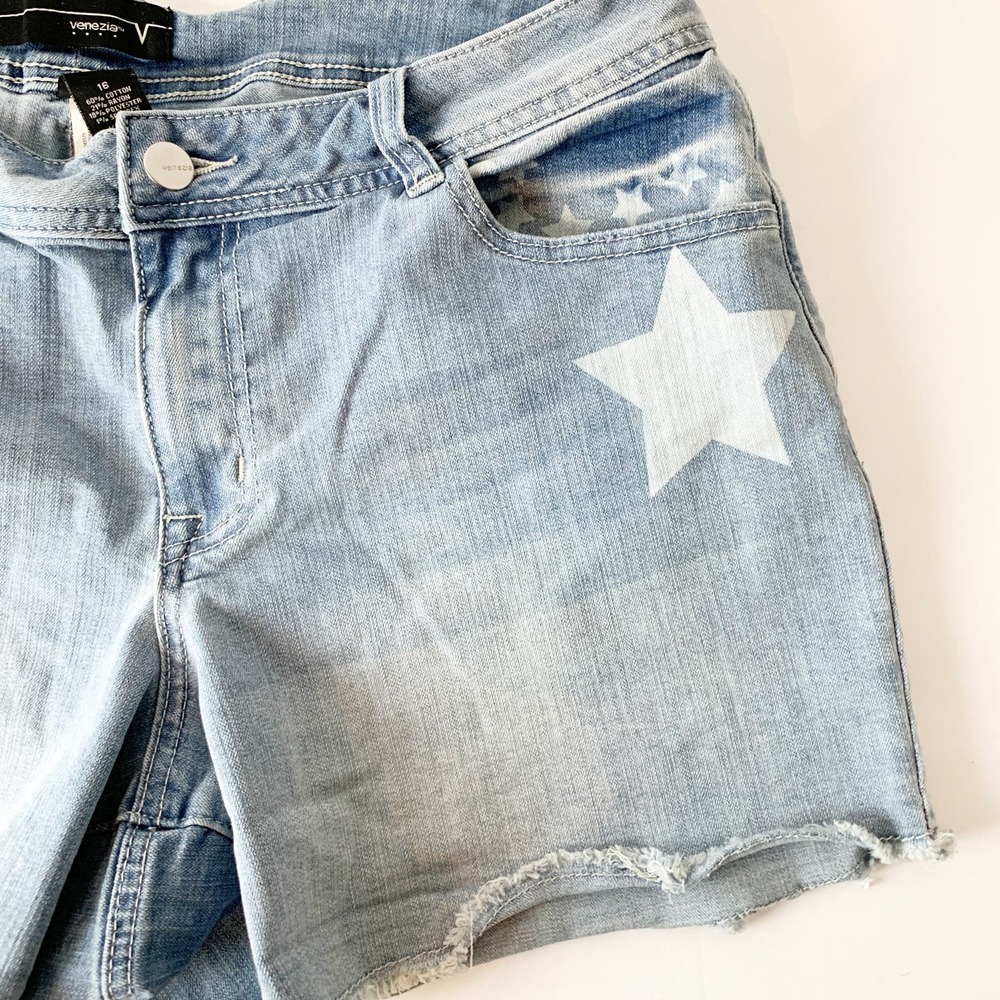 Venezia Lane Bryant Shorts Bermuda White Star Blue